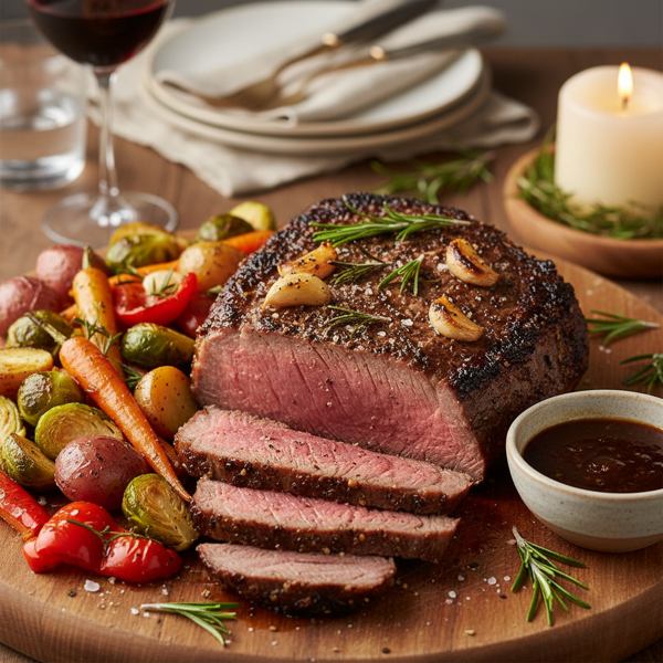 Rosemary-Garlic Roasted Tri-Tip with Seasonal Veggies recipe