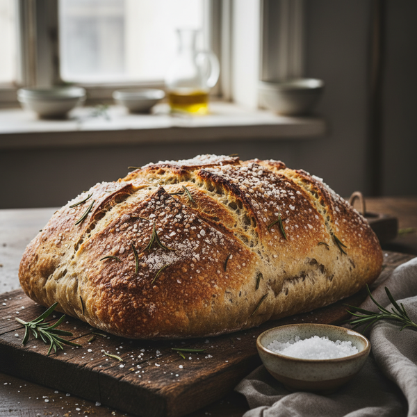 Rosemary Infused Sea Salt Artisan Bread recipe
