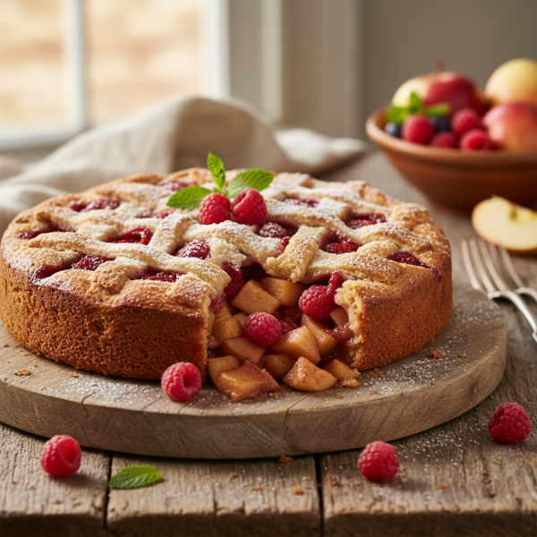 Rustic Apple-Raspberry Delight Cake recipe