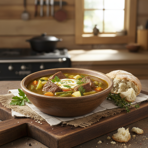 Rustic Beef and Garden Vegetable Soup recipe