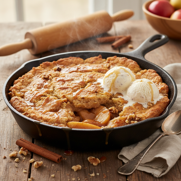 Rustic Caramel Apple Deep Dish Cobbler recipe