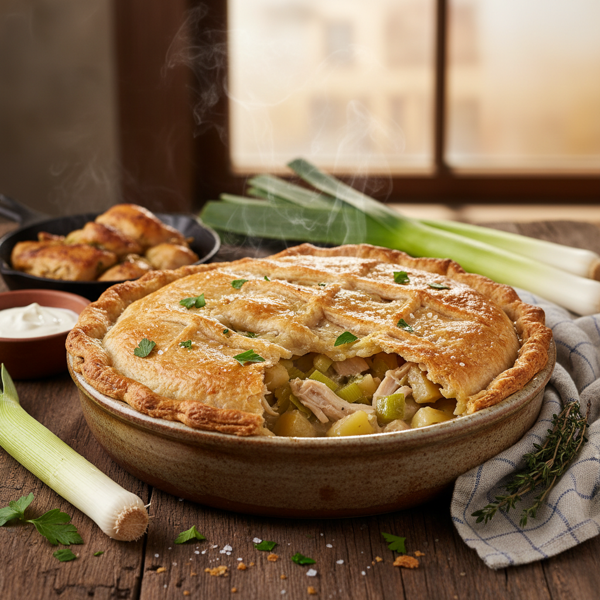 Rustic Chicken and Leek Pot Pie recipe