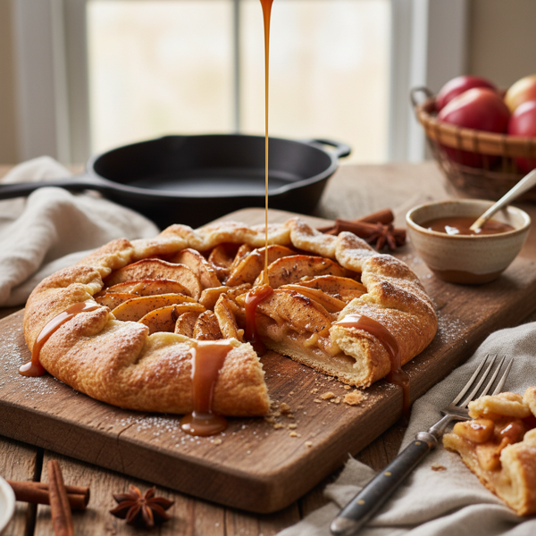 Rustic Cinnamon Apple Crostata with Warm Caramel Drizzle recipe