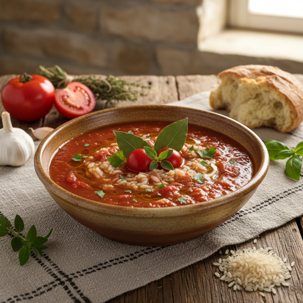 Rustic Croatian Tomato and Rice Soup recipe