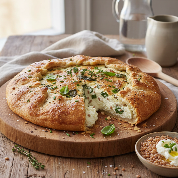 Rustic Farro and Ricotta Pie recipe