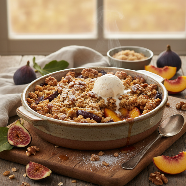 Rustic Fig and Peach Crumble Delight recipe