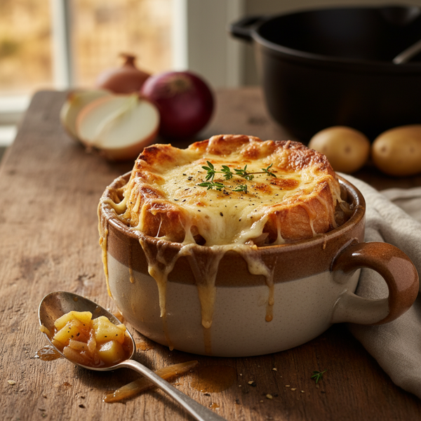 Rustic French Onion Potato Soup Delight recipe