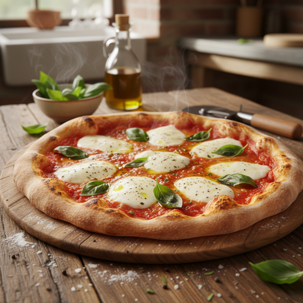 Rustic Fresh Mozzarella and Basil Pizza recipe