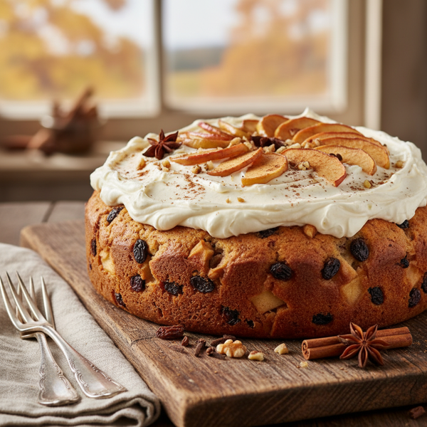 Rustic German Apple Spice Cake with Cream Cheese Frosting recipe