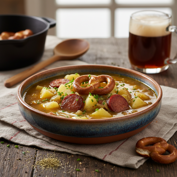 Rustic German Potato Soup with Smoked Sausage recipe