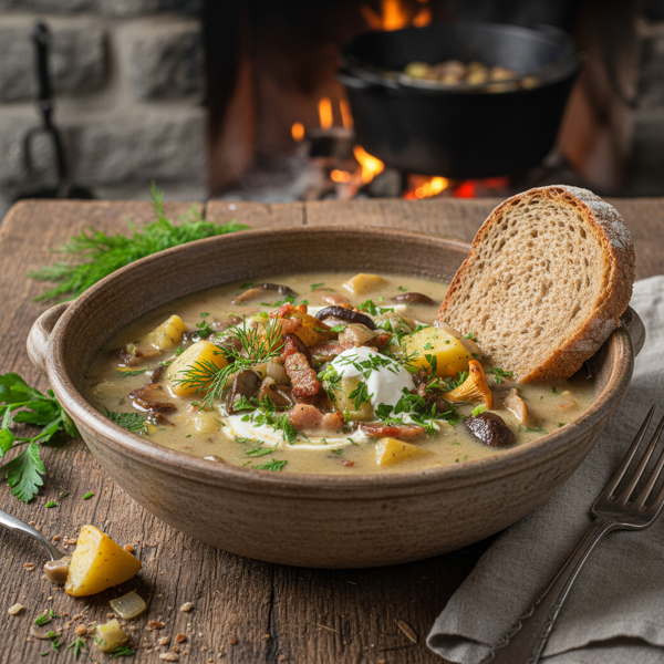Rustic German Potato and Mushroom Soup recipe