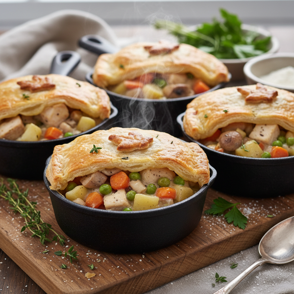 Rustic Individual Chicken & Vegetable Pot Pies recipe