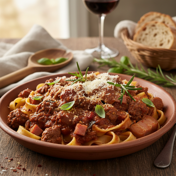 Rustic Italian Five Meat Pasta Delight recipe