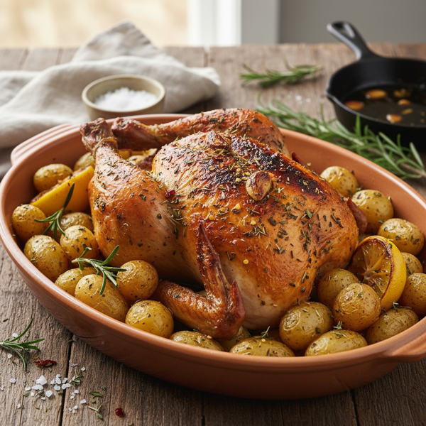 Rustic Italian Herb-Roasted Chicken with Golden Potatoes recipe