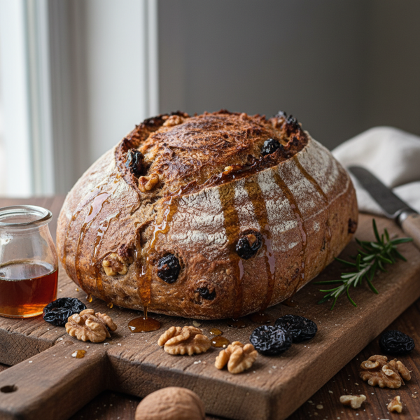 Rustic Maple Walnut and Prune Wheat Bread recipe