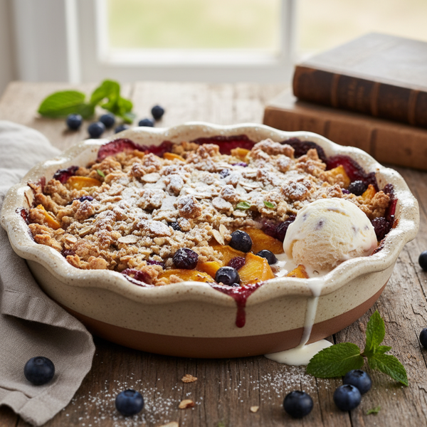Rustic Peach Blueberry Crumble Delight recipe