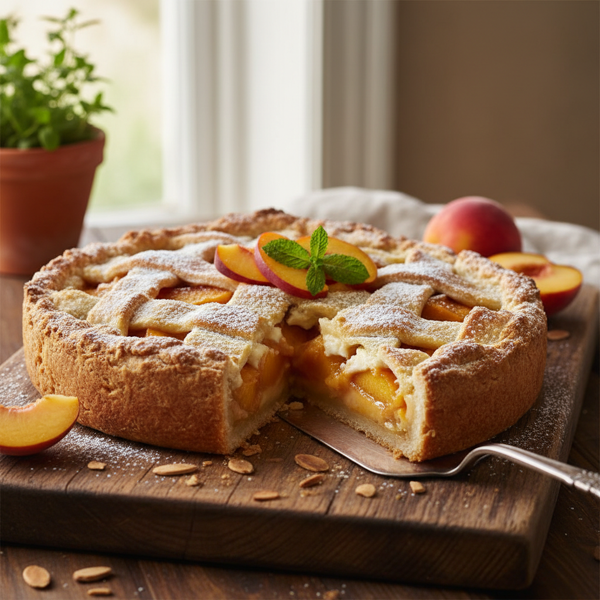 Rustic Peach Cream Pie Delight recipe