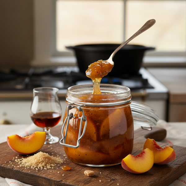 Rustic Peach Jam with Brown Sugar & Rum Infusion recipe