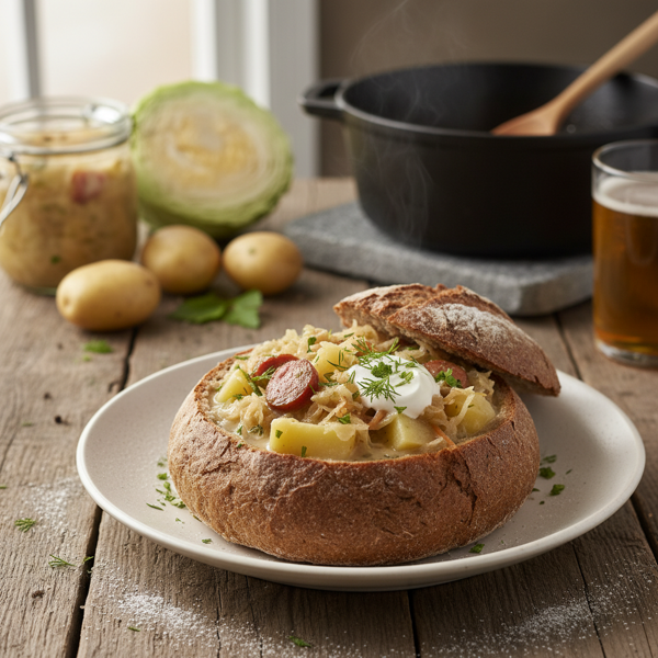 Rustic Sauerkraut & Potato Chowder recipe