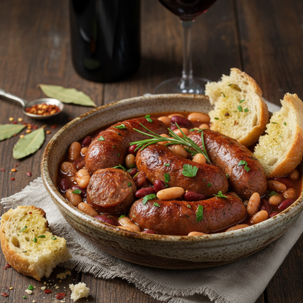 Rustic Sausage and Bean Stew with Red Wine recipe