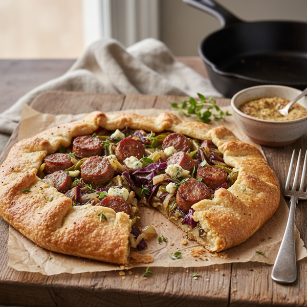 Rustic Savory Sausage and Cabbage Galette recipe
