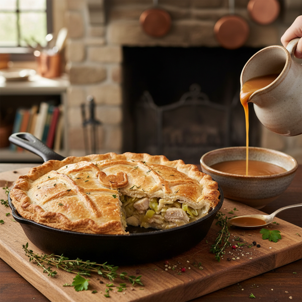 Rustic Turkey and Leek Delight Pie with Instant Gravy recipe