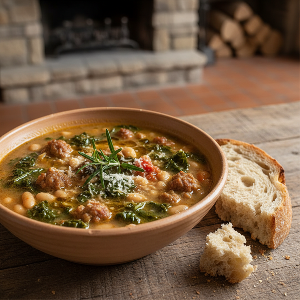 Rustic Tuscan Kale and Sausage Soup recipe