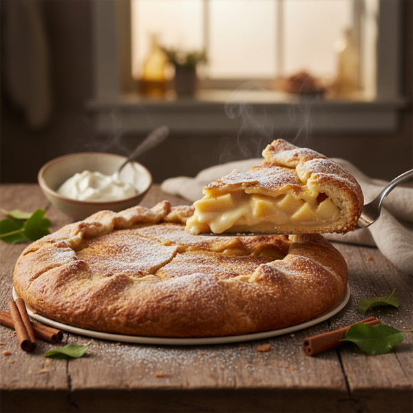 Rustic Warm Apple Buttermilk Custard Pie recipe