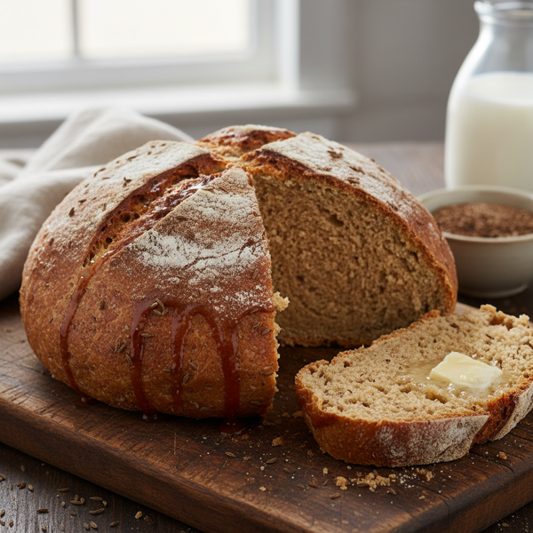Rustic Whole Wheat Brown Sugar Soda Bread with Caraway recipe