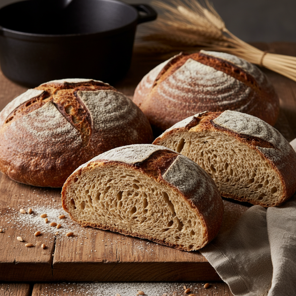 Rustic Whole Wheat Sourdough Loaves recipe