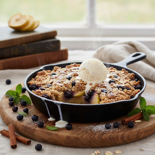 Rustic Wild Huckleberry and Apple Crumble Cake recipe