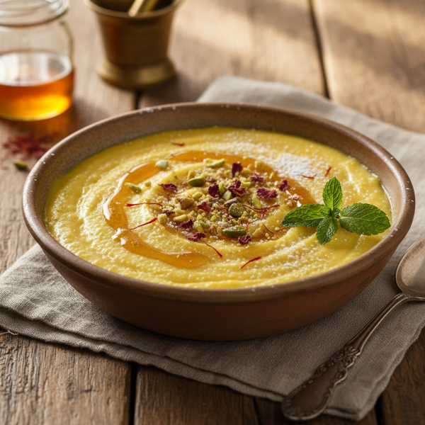 Saffron-Infused Farina Delight recipe