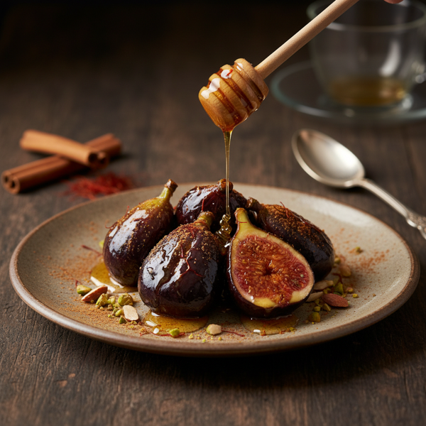 Saffron-Infused Fig Delight with Cinnamon and Honey recipe