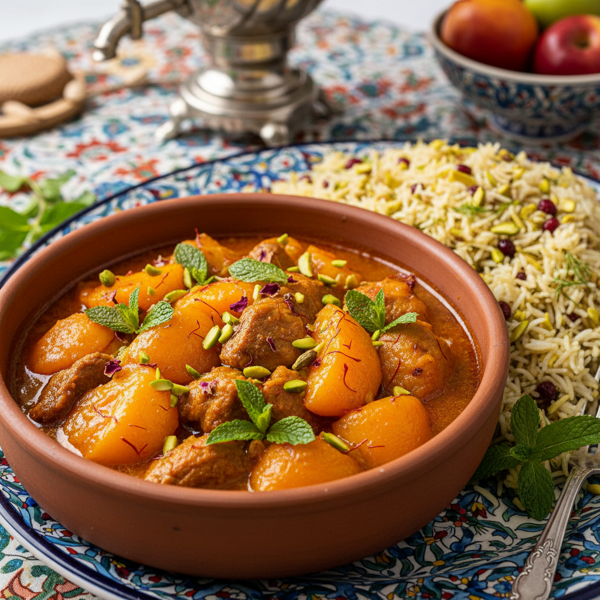 Saffron-Infused Persian Peach & Nectarine Stew recipe