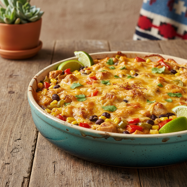 Saffron-Infused Santa Fe Chicken Bake recipe