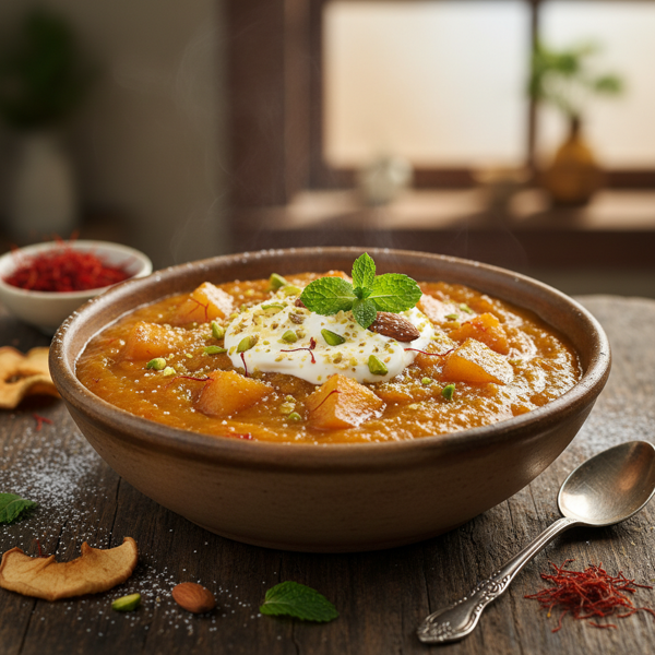 Saffron Apple Halwa Delight recipe
