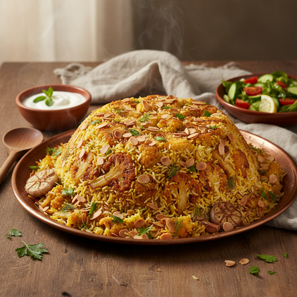 Saffron Cauliflower Makloubeh recipe