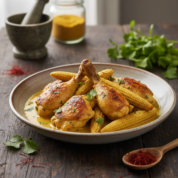 Saffron Chicken and Baby Corn Delight recipe