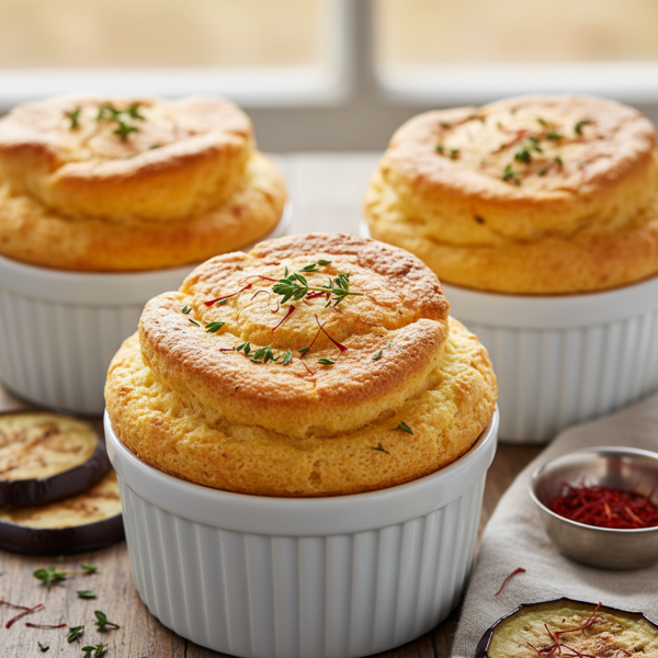 Saffron Infused Eggplant Soufflé recipe