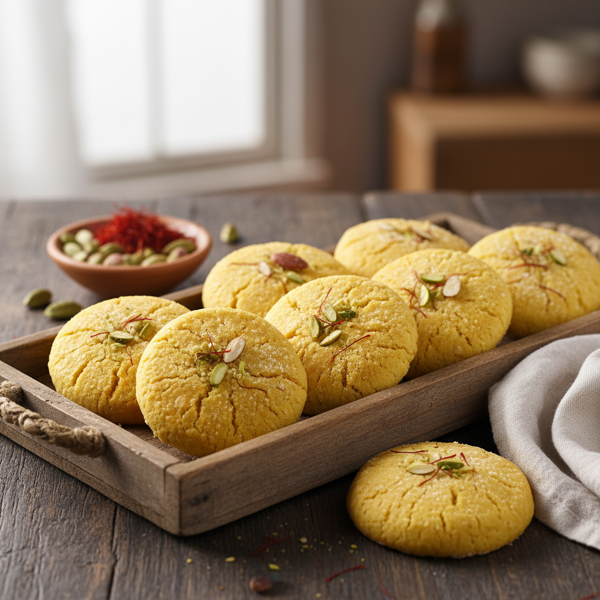 Saffron Infused Indian Naankhatai Cookies recipe