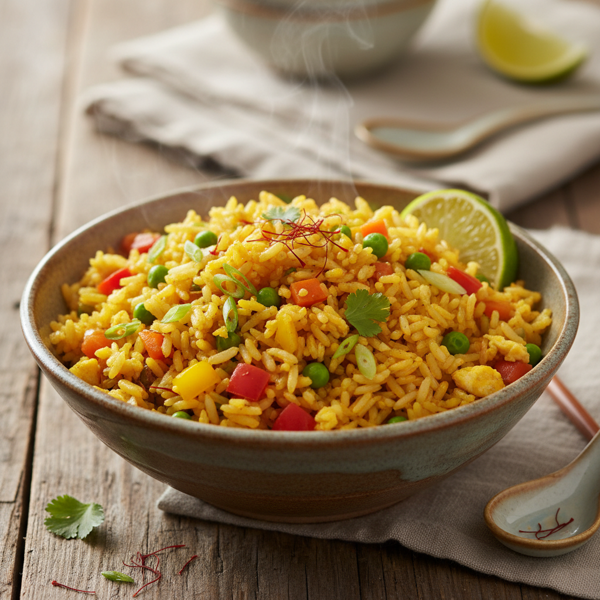 Saffron Infused Veggie Fried Rice recipe