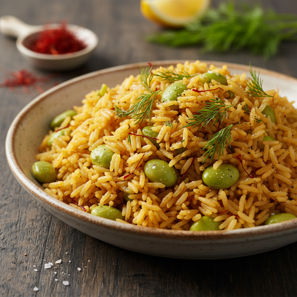 Saffron Lima Bean Rice with Dill recipe