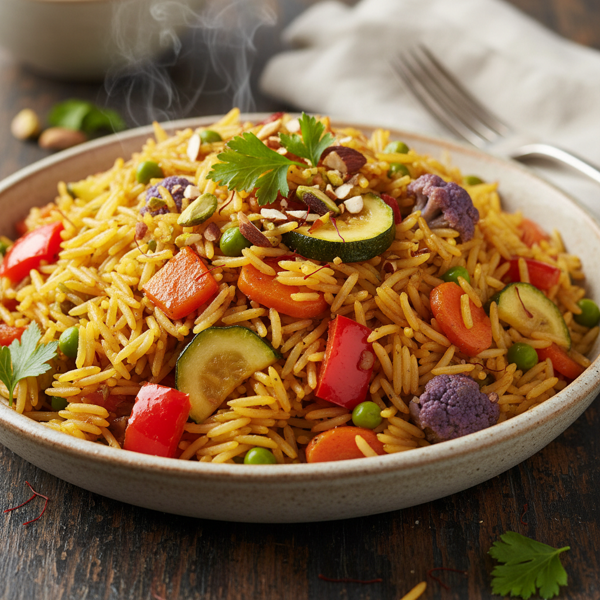 Saffron Vegetable Rice Medley recipe