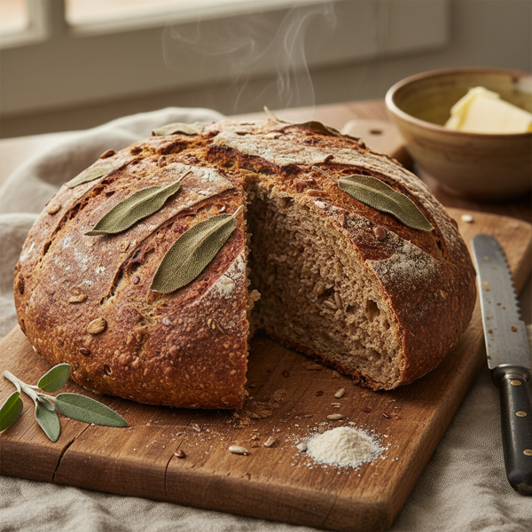 Sage-Infused Whole Grain Rye Bread recipe
