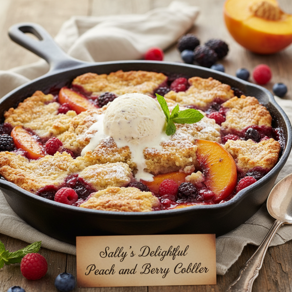 Sally's Delightful Peach and Berry Cobbler recipe