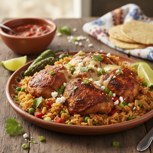 Salsa-Infused Arroz Con Pollo recipe
