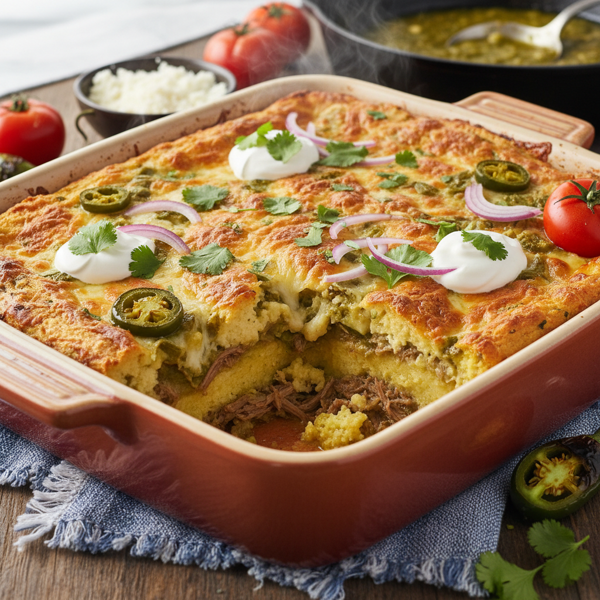 Salsa Verde Beef Tamale Casserole recipe