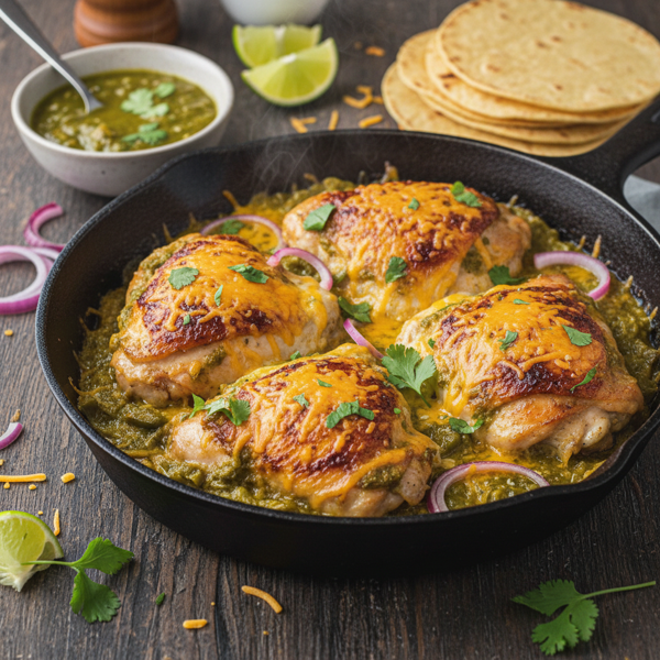 Salsa Verde Cheddar Chicken Thighs recipe