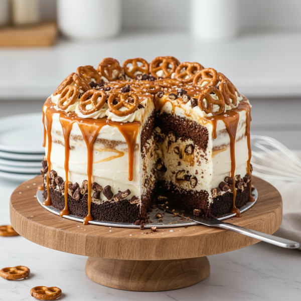 Salted Caramel Pretzel Ice Cream Cake recipe