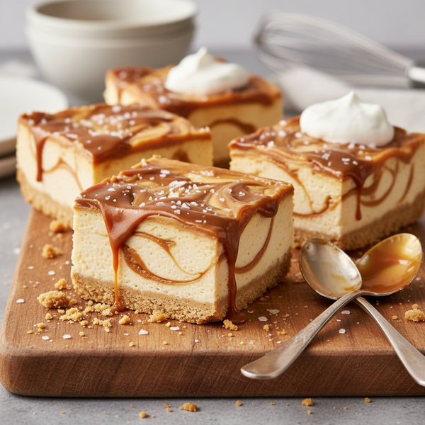 Salty-Sweet Dulce De Leche Cheesecake Bars recipe